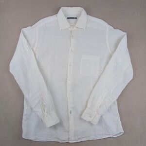 Masons‎ EM XL Mens Shirt 100% Linen Button Up Long Sleeve FLAWS 22x29